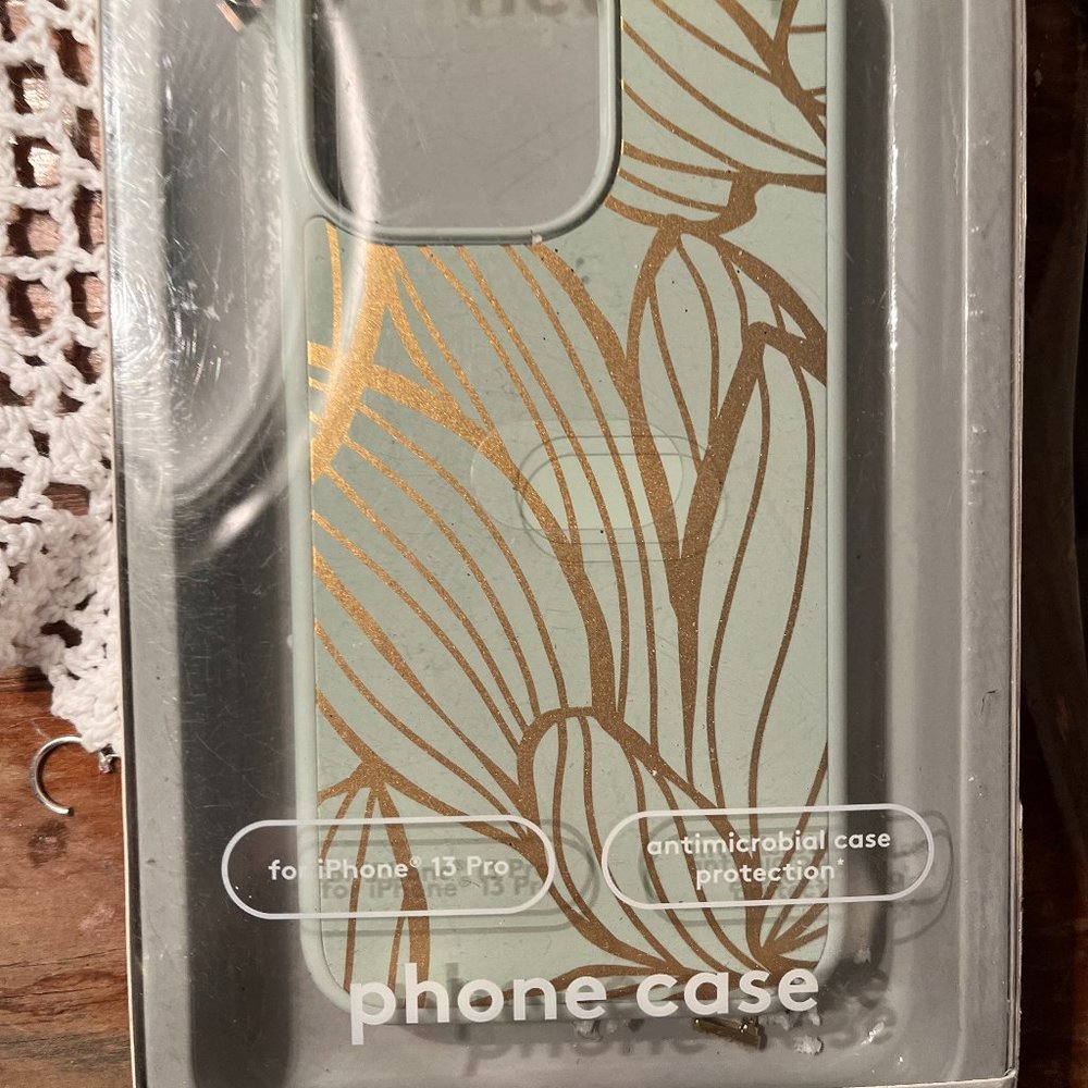 Heyday Aqua & Gold Iphone 13 Pro Case New